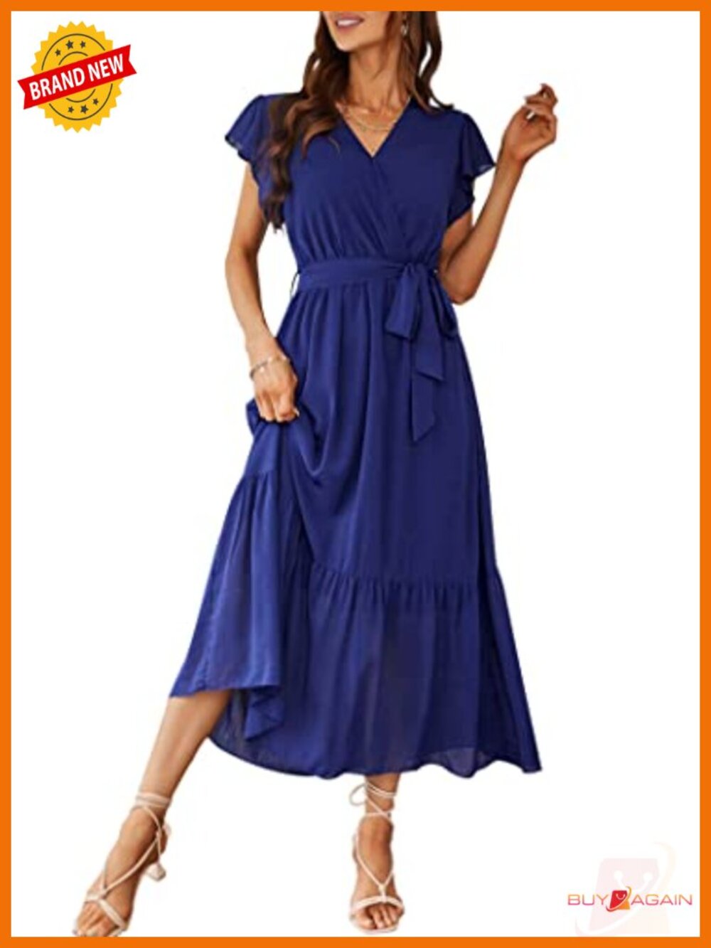 Women's Floral Boho Maxi Dress Short Sleeve Ruffled A-Line Summer